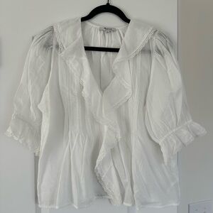 Elegant White Ruffled Blouse